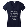 be nice to people girls Women's V-Neck T-Shirt