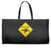 motorcycle caution sign Weekender Totes