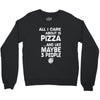 care about pizza and 3 people girls Crewneck Sweatshirt