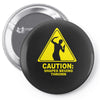 caution shapes being thrown printed Pin-back button