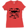 shark chart light blue t shirt Ladies Fitted T-Shirt