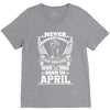Never Underestimate Dog Rescuer Who Was Born April V-Neck Tee