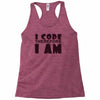 i code therefore i am Racerback Tank