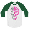 two coloured patterned skull   mens funny 3/4 Sleeve Shirt