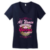 quens are born [your date] Women's V-Neck T-Shirt