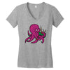 purple octopus playing the bagpipes Women's V-Neck T-Shirt