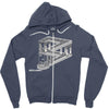 some game involving falling blocks in the style of m.c. escher Zipper Hoodie