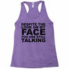 rude slogan Racerback Tank