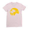 beach silhouette birds sand sunset Ladies Fitted T-Shirt