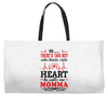 There's This Boy Who Stole My Heart He Calls Me Momma Weekender Totes