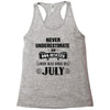 never underestimate an old man who was born in july Racerback Tank