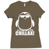 penguin chillax funny new Ladies Fitted T-Shirt
