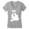 cartoon hands holding diamond Women's V-Neck T-Shirt