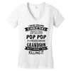 Super Cool Pop Pop Of A Freaking Awesome Grandson Women's V-Neck T-Shirt