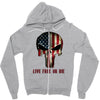skull us flag live free or die Zipper Hoodie