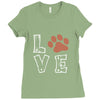 love paw rhinestud Ladies Fitted T-Shirt