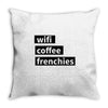 wifi, coffee, frenchies Throw Pillow