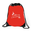 merry christmas flower Drawstring Bags