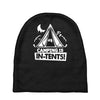white ink camping is in tents funny Baby Beanies