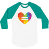 Rainbow Equality Heart 3/4 Sleeve Shirt