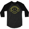 smiley dj techno,club,dance,music,rave retro 3/4 Sleeve Shirt