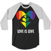 Love Is Love LGBT Rainbow Heart 3/4 Sleeve Shirt