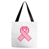 Pixeled Pink Ribbon Tote Bags