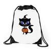 witch cat Drawstring Bags