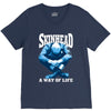 skinhead a way of life blue ideal birthday gift present. V-Neck Tee