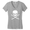 biker pirate skull bones swords Women's V-Neck T-Shirt