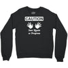 caution! jazz handsfunny jazz dance comic boogie camp trumpet Crewneck Sweatshirt