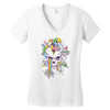 flying rainbow skull island Women's V-Neck T-Shirt