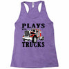 plays with trucks family matching Racerback Tank