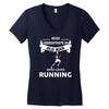 who loves running Women's V-Neck T-Shirt