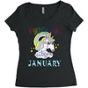 unicorns are born in january cute unicorn Women's Triblend Scoop T-shirt