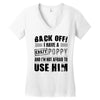 back off i have a crazy poppy and i'm not afraid to user him Women's V-Neck T-Shirt
