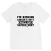 I Am Kicking Cancers Butt Whats Your Superpower? V-Neck Tee