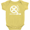born to cycle forced to work Baby Onesie