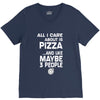 care about pizza and 3 people girls V-Neck Tee