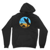 beach surfer silhouette birds sand waves palm Unisex Hoodie