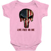 skull us flag live free or die Baby Onesie