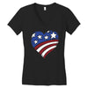 disstressed america flag heart Women's V-Neck T-Shirt