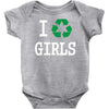 i recycle girls slogan text funny baseball jersey Baby Onesie