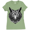 owl ornate Ladies Fitted T-Shirt