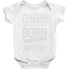 legends are born in january Baby Onesie