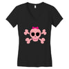 fummy pink skull long sleeve Women's V-Neck T-Shirt