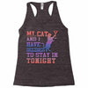 my cat and i stay in tonight Racerback Tank