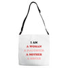 i Am A Woman A Daughter A Mother A Sister Adjustable Strap Totes