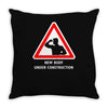 body under construction road sign Throw Pillow