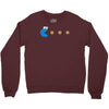 funny 80s pacman cookie monster retro gaming Crewneck Sweatshirt